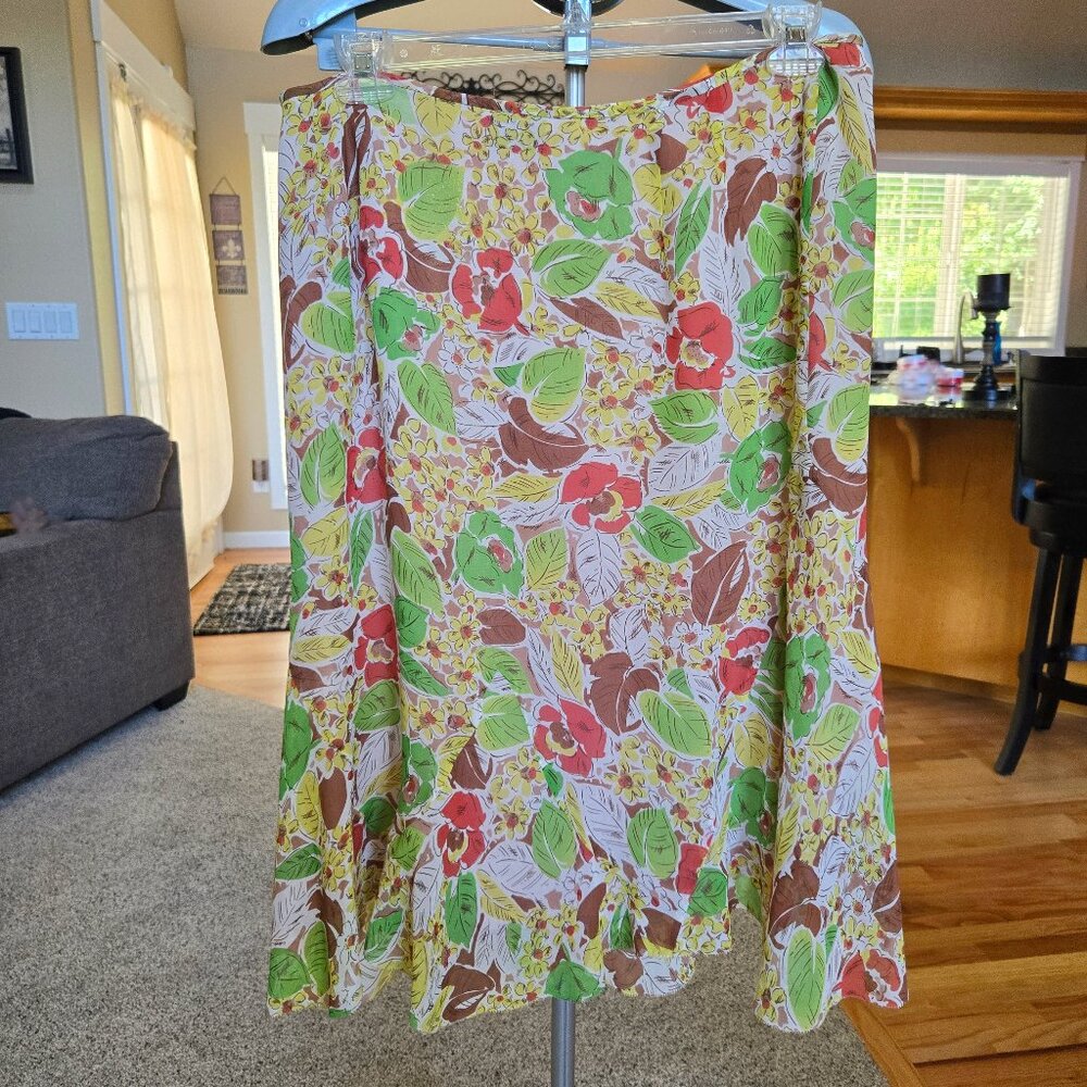 NWT Pendleton The Portland Collection floral silk shangri-la skirt sz 14 petite